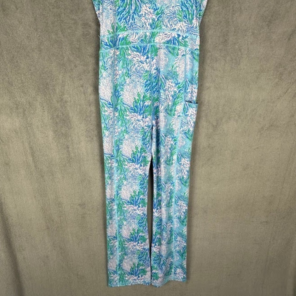 Lilly Pulitzer Luxletic  Carpe Vita Jumpsuit Womens Small Blue Floral Tropical - Picture 7 of 14
